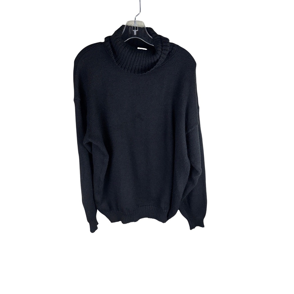 Alpaca Warehouse Black Turtleneck Sweater Alpaca Blend Knit Peru Mens M